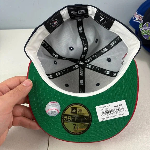New Era Atlanta Braves Spring Satin 59FIFTY Fitted Hat Baseball Cap Adult 7 1/4 - Picture 6 of 8